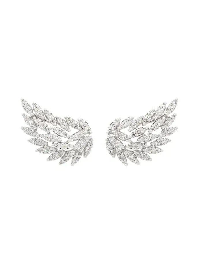 1.06ct Diamond 18K Gold Wing Climber Earrings