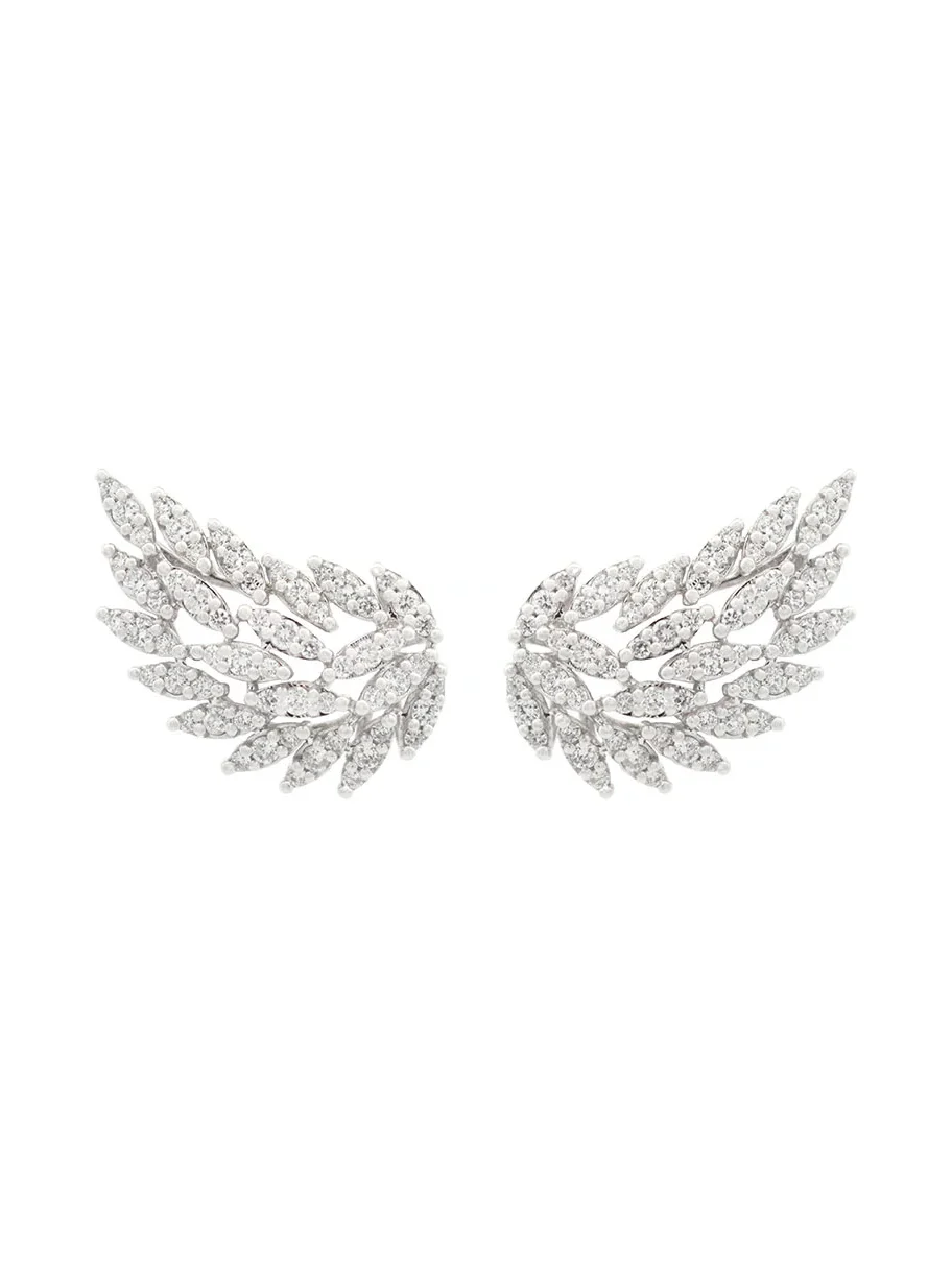 Wish Fine Jewelry 1.06ct Diamond 18K Gold Wing Climber Earrings