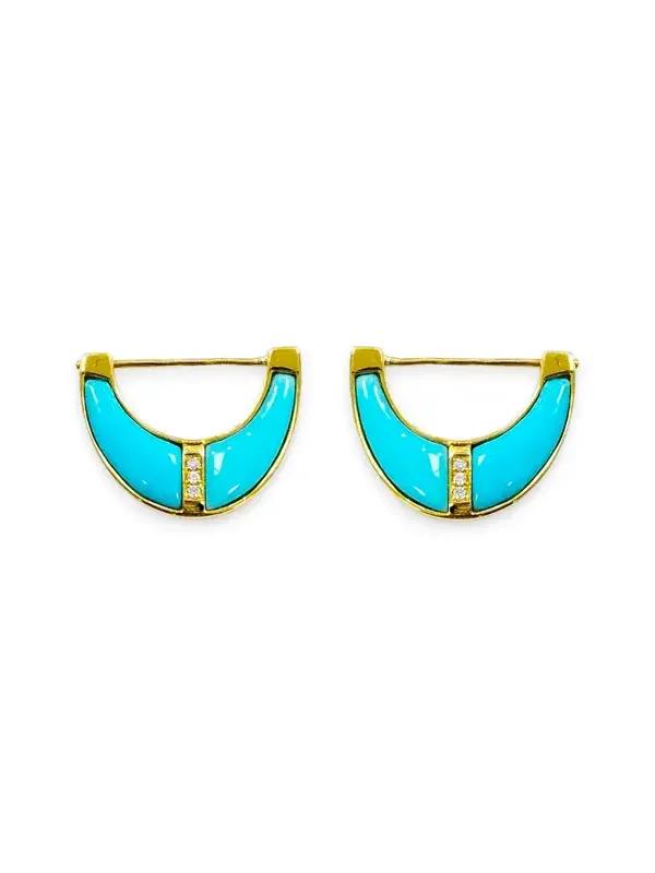 1.06ct Turquoise Diamond 18K Gold Hoop Earrings 1.06ct Turquoise Diamond 18K Gold Hoop Earrings