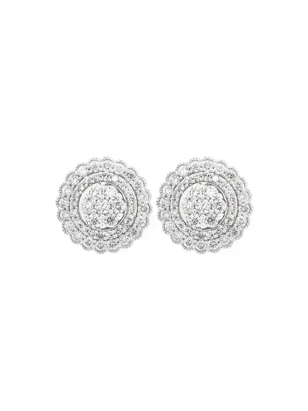1.0ct Diamond 14K Gold Flower Pave Stud Earrings