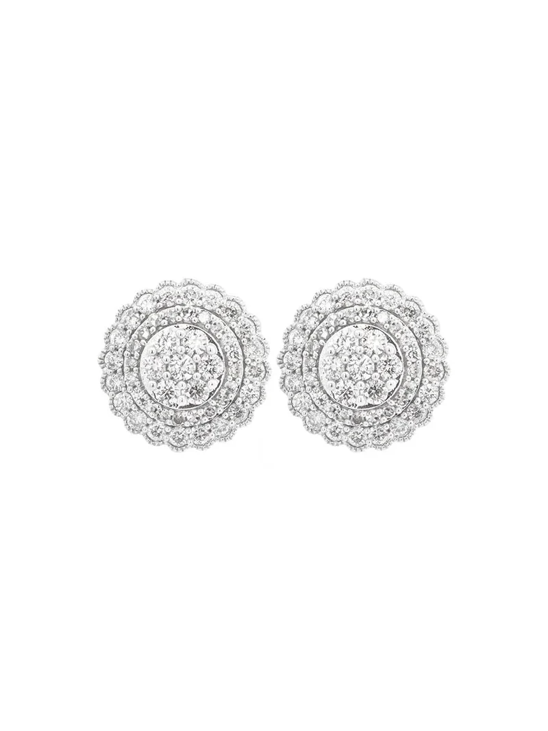 1.0ct Diamond 14K Gold Flower Pave Stud Earrings 1.0ct Diamond 14K Gold Flower Pave Stud Earrings