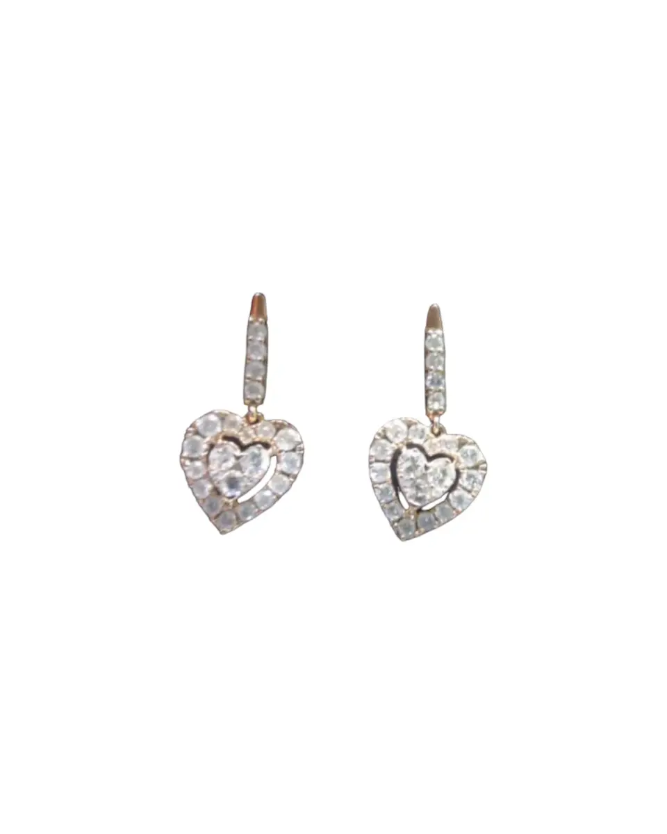 Wish Fine Jewelry 1.0ct Diamond 18K Gold Heart Dangle Earring | Image 1 Wish Fine Jewelry 1.0ct Diamond 18K Gold Heart Dangle Earring | Image 1