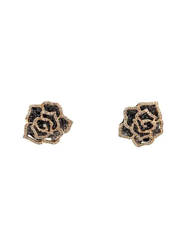 1.0ct Diamond 18K Gold Rose Earrings