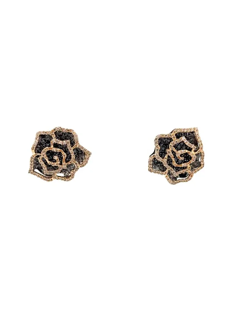 1.0ct Diamond 18K Gold Rose Earrings