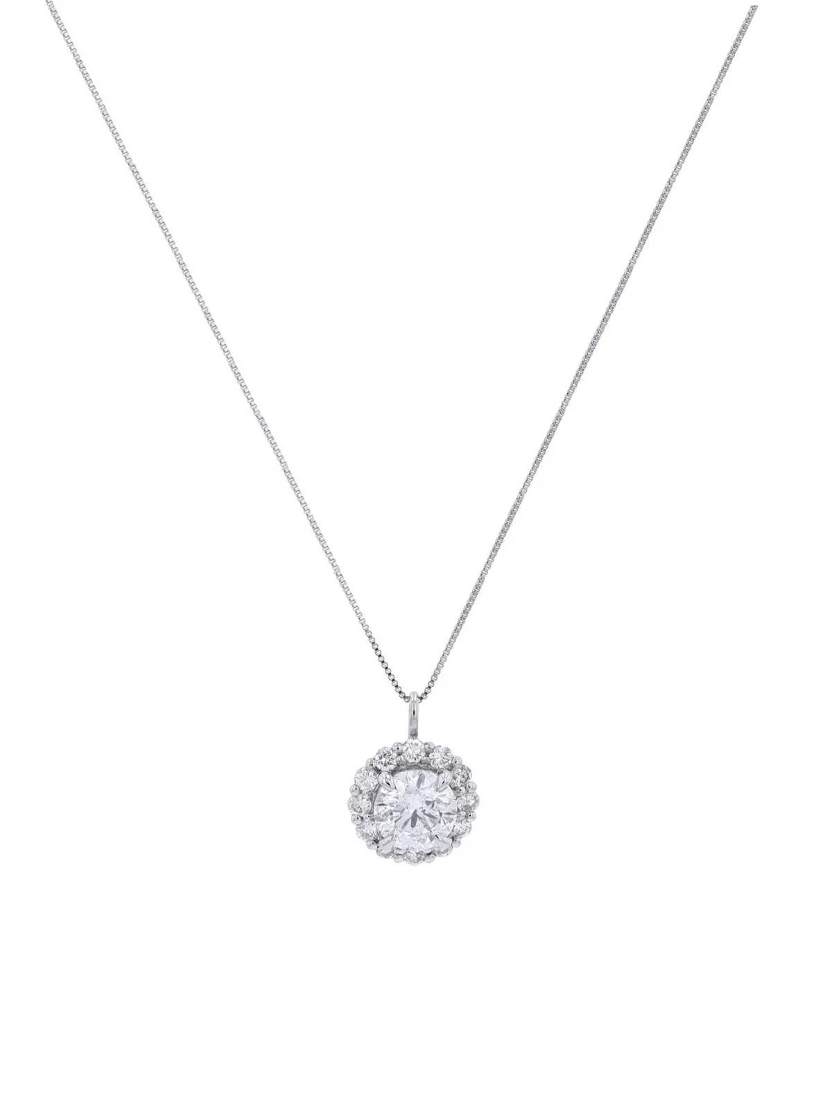 1.15ct Diamond Platinum Halo Pendant Necklace