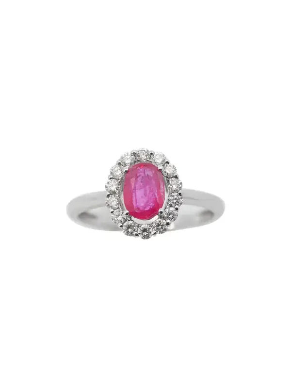 Wish Fine Jewelry 1.15ct Diamond Ruby 18K Gold Halo Ring