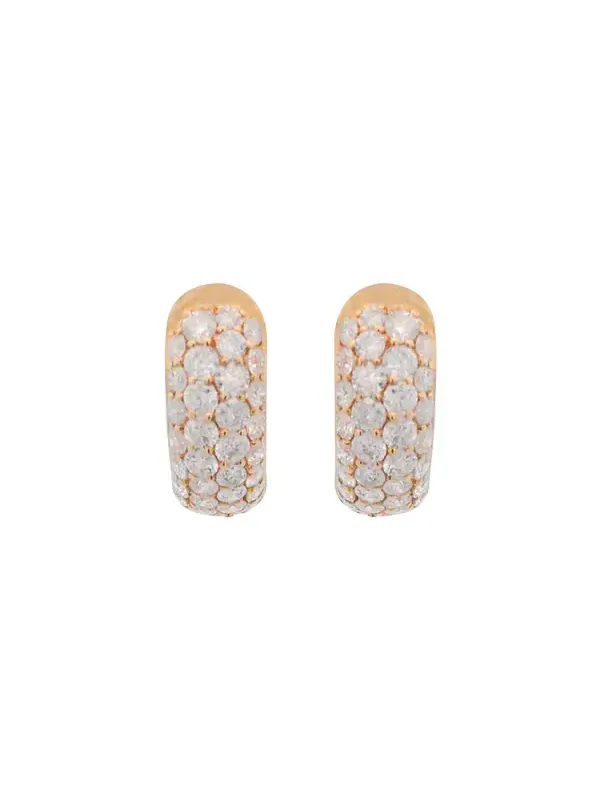 1.20ct Diamond 18K Gold Chunky Pave Huggie Hoop Earrings 1.20ct Diamond 18K Gold Chunky Pave Huggie Hoop Earrings