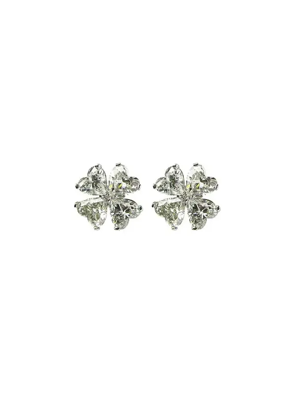 1.20ct Diamond 18K Gold Heart Cut Clover Stud Earrings