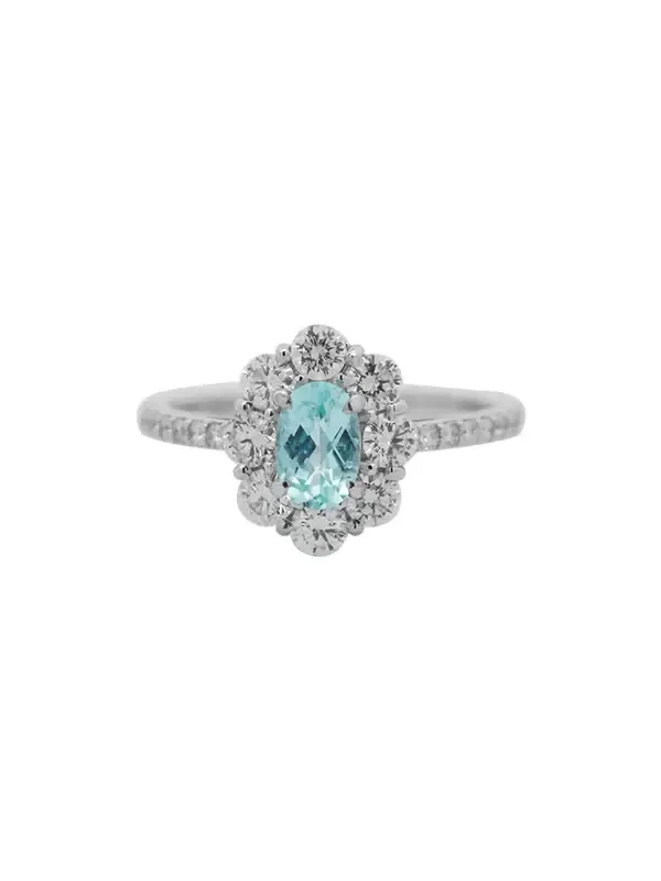 1.25ct Diamond Paraiba Tourmaline Platinum Halo Ring 1.25ct Diamond Paraiba Tourmaline Platinum Halo Ring