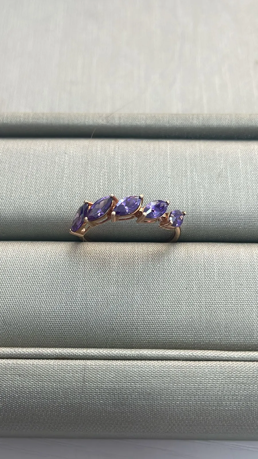 Wish Fine Jewelry 1.26ct Amethyst K Gold Marquise Half Band Ring