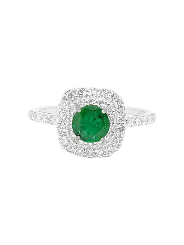 1.2ct Diamond Emerald 18K Gold Ring