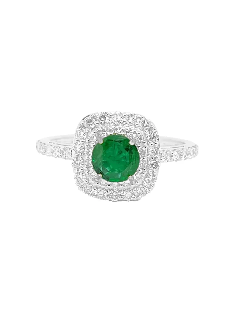 1.2ct Diamond Emerald 18K Gold Ring 1.2ct Diamond Emerald 18K Gold Ring