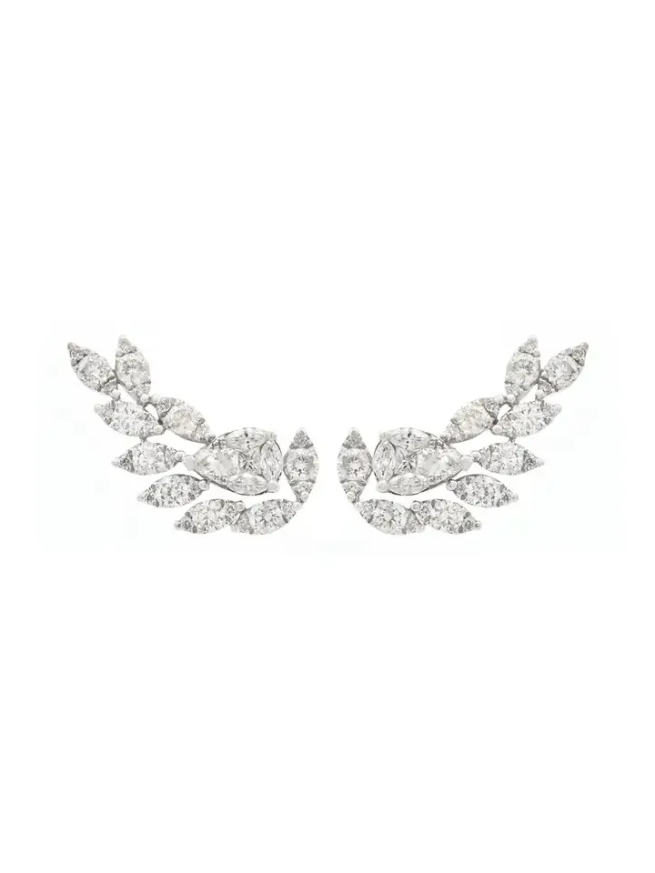 1.30ct Diamond 18K Gold Cluster Climber Earrings 1.30ct Diamond 18K Gold Cluster Climber Earrings