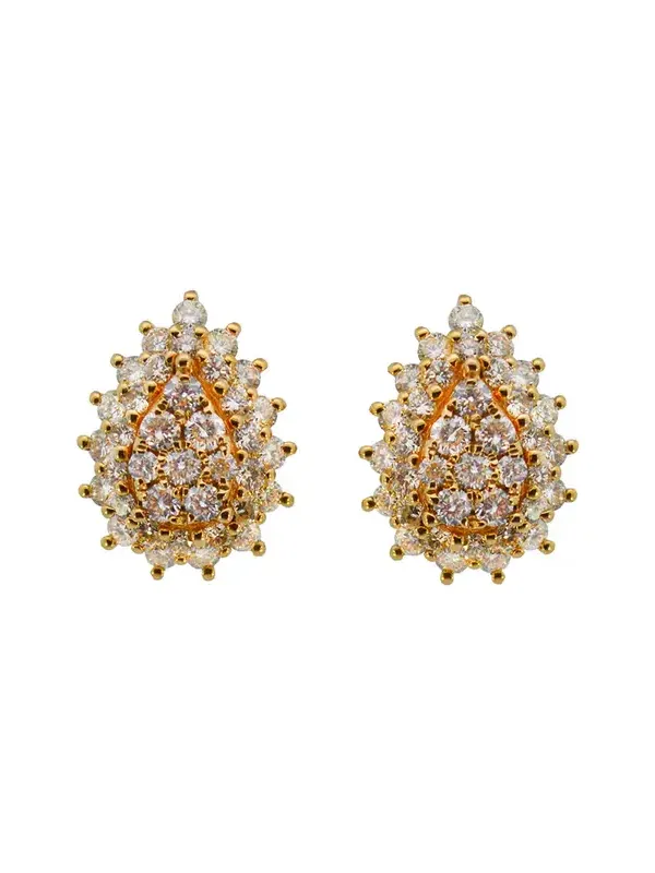 1.30ct Diamond 18K Gold Pear Pave Stud Earrings 1.30ct Diamond 18K Gold Pear Pave Stud Earrings