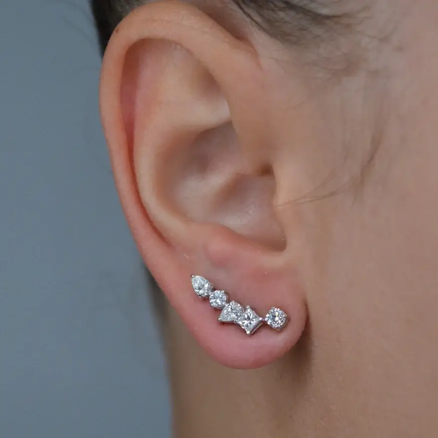 Wish Fine Jewelry 1.34ct Diamond 18K Gold Multishape Climber Earrings | Thumbnail 5 Wish Fine Jewelry 1.34ct Diamond 18K Gold Multishape Climber Earrings | Thumbnail 5