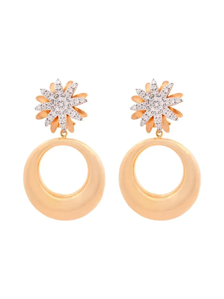 1.35ct Diamond 18K Gold Statement Flower Dangle Earrings 1.35ct Diamond 18K Gold Statement Flower Dangle Earrings