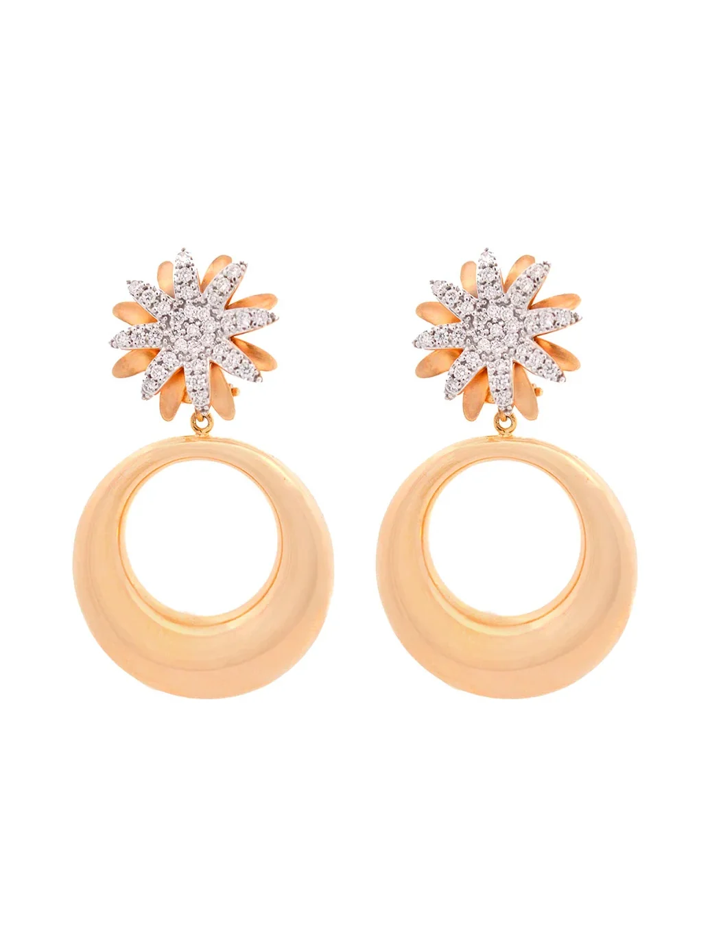 1.35ct Diamond 18K Gold Statement Flower Dangle Earrings 1.35ct Diamond 18K Gold Statement Flower Dangle Earrings