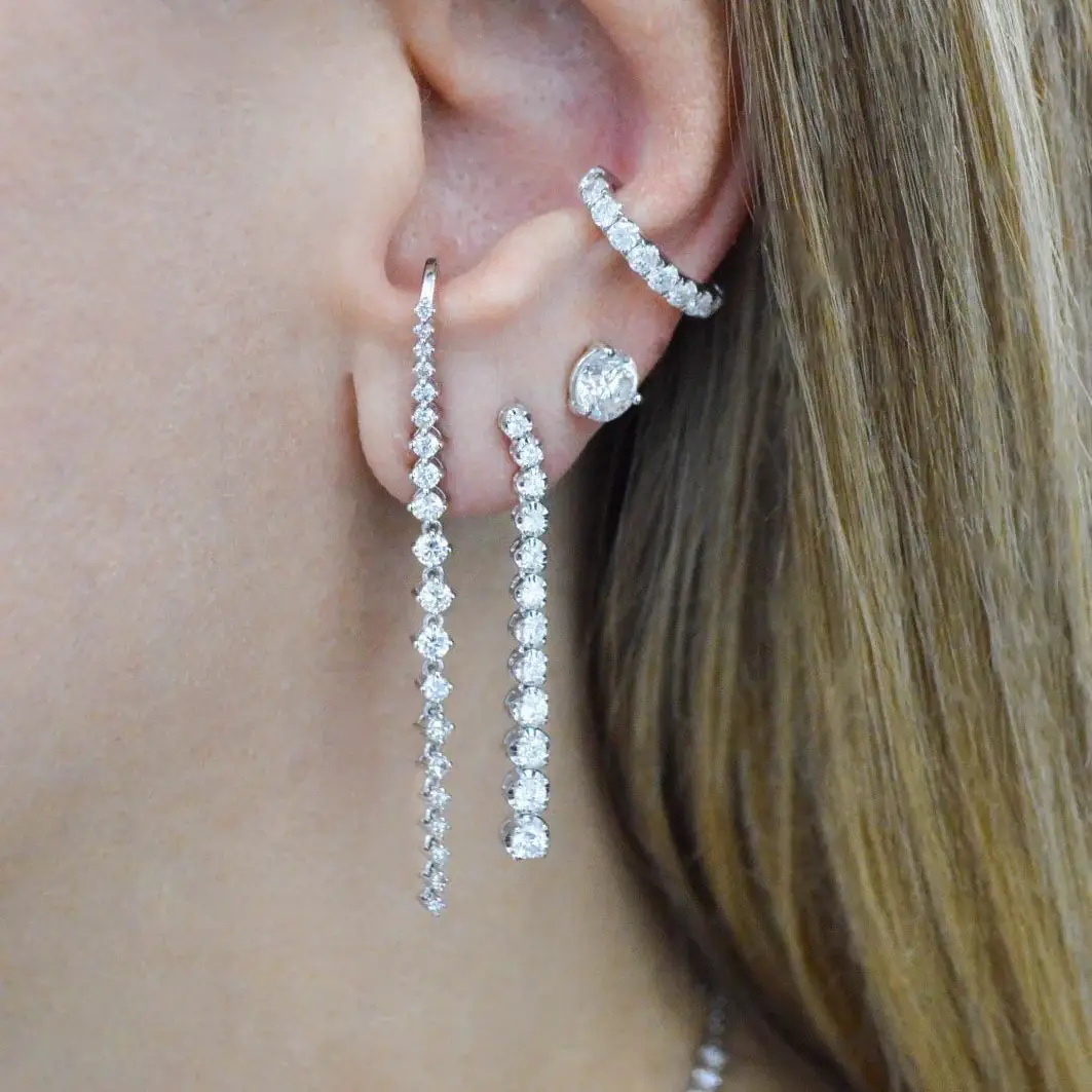Wish Fine Jewelry 1.37ct Diamond 18K Gold Linear Cascade Climber Earrings | Thumbnail 5 Wish Fine Jewelry 1.37ct Diamond 18K Gold Linear Cascade Climber Earrings | Thumbnail 5