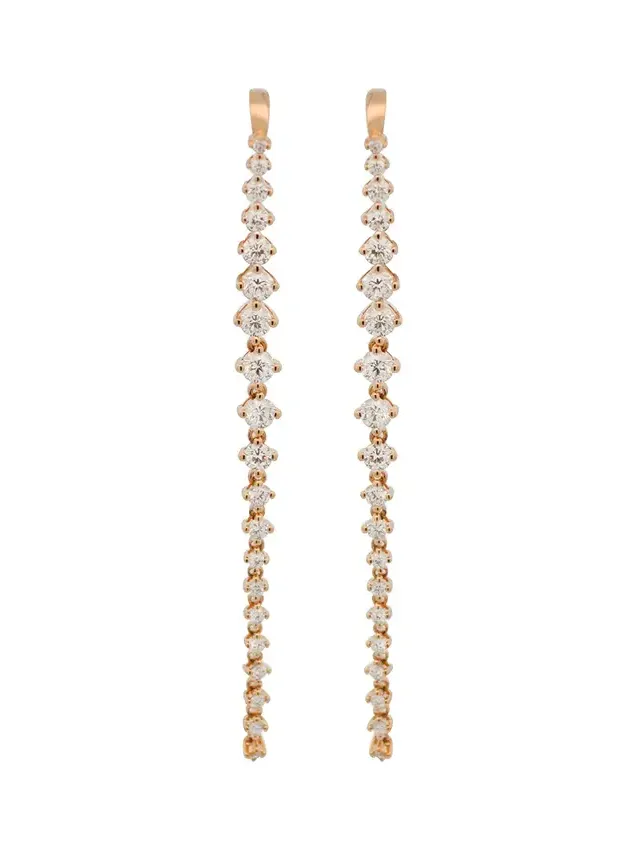 1.37ct Diamond 18K Gold Linear Cascade Climber Earrings 1.37ct Diamond 18K Gold Linear Cascade Climber Earrings