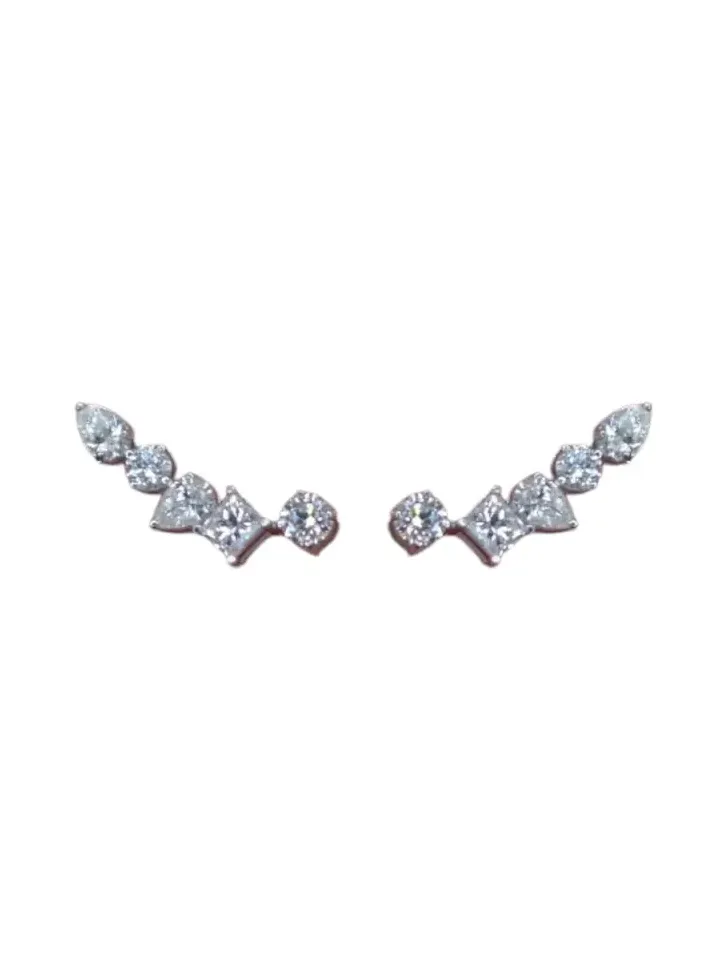 1.38ct Diamond 18K Gold Multi Shaped Climber Earrings 1.38ct Diamond 18K Gold Multi Shaped Climber Earrings