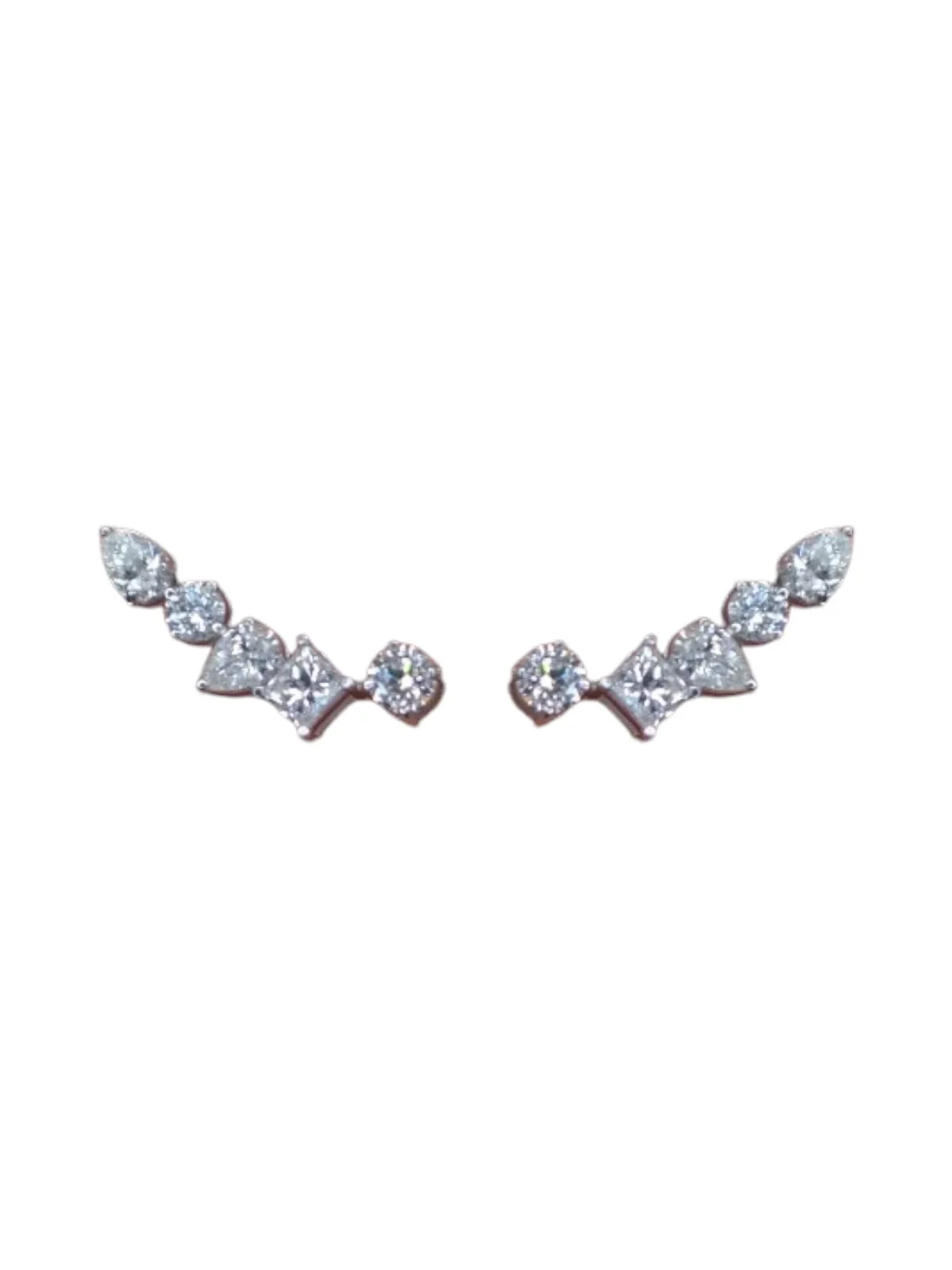 1.38ct Diamond 18K Gold Multi Shaped Climber Earrings