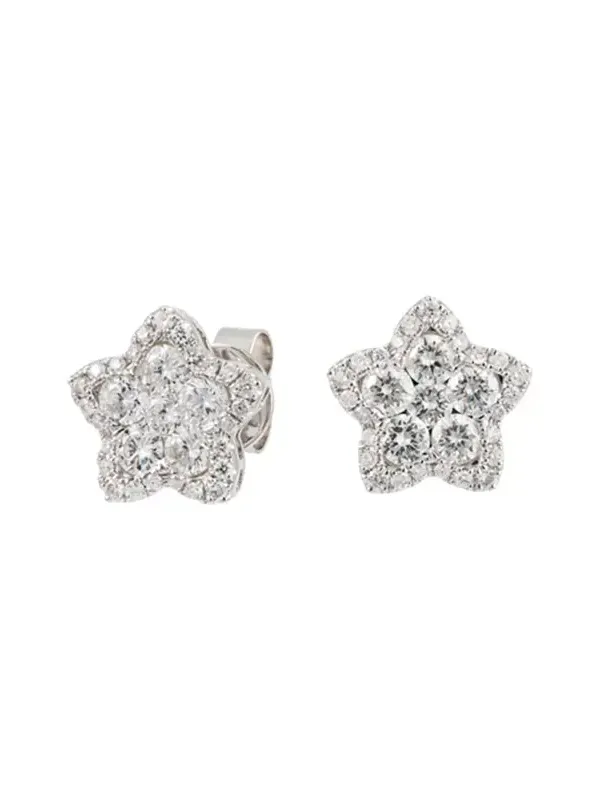 1.39ct Diamond 18K Gold Star Shaped Earrings