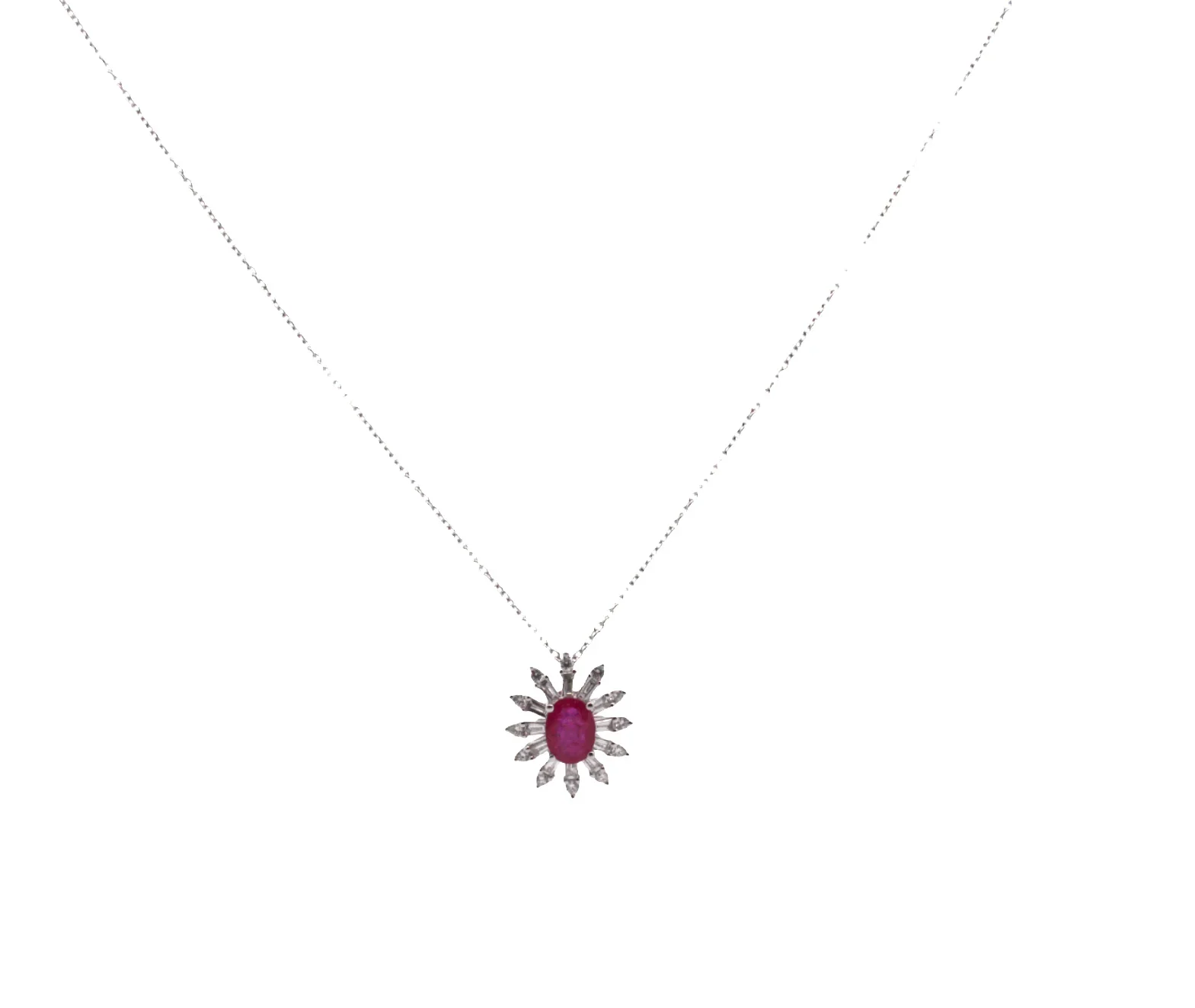 Wish Fine Jewelry 1.43ct Diamond Ruby 14K Gold Stardust Pendant Necklace