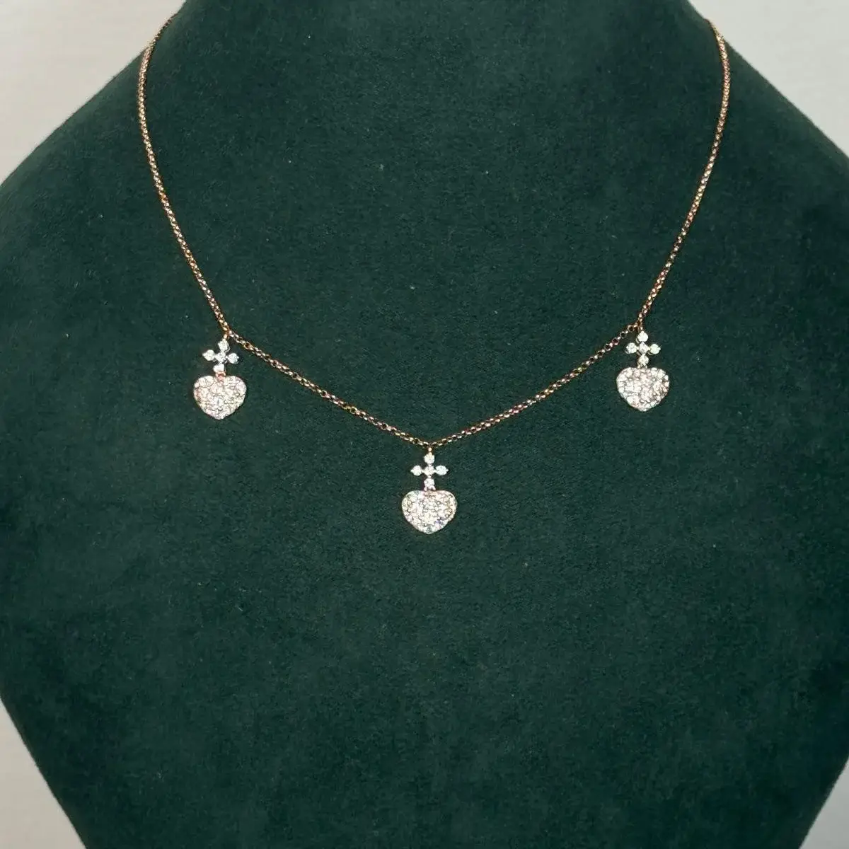 Wish Fine Jewelry 1.50ct Diamond 18K Gold Sacred Heart Stationed Necklace | Thumbnail 2