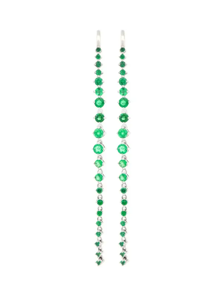 1.50ct Emerald 18K Gold Linear Cascade Earrings