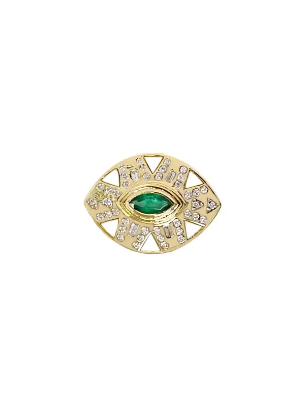 1.55ct Diamond Agate Emerald 14K Gold Ring 1.55ct Diamond Agate Emerald 14K Gold Ring
