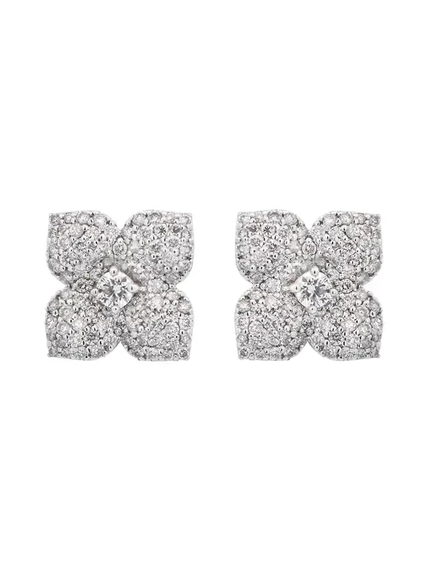 1.60ct Diamond 18K Gold Two In One Flower Stud Earrings