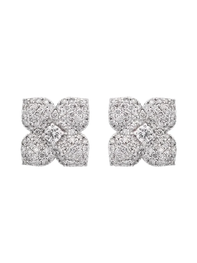1.60ct Diamond 18K Gold Two In One Flower Stud Earrings