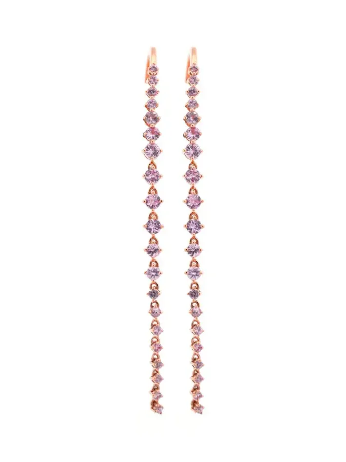 1.71ct Pink Sapphire 18K Gold Linear Cascade Earrings 1.71ct Pink Sapphire 18K Gold Linear Cascade Earrings