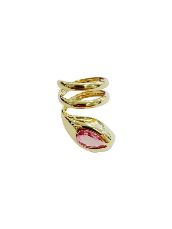 1.73ct Diamond Pink Tourmaline 18K Gold Spiral Snake Ring 1.73ct Diamond Pink Tourmaline 18K Gold Spiral Snake Ring