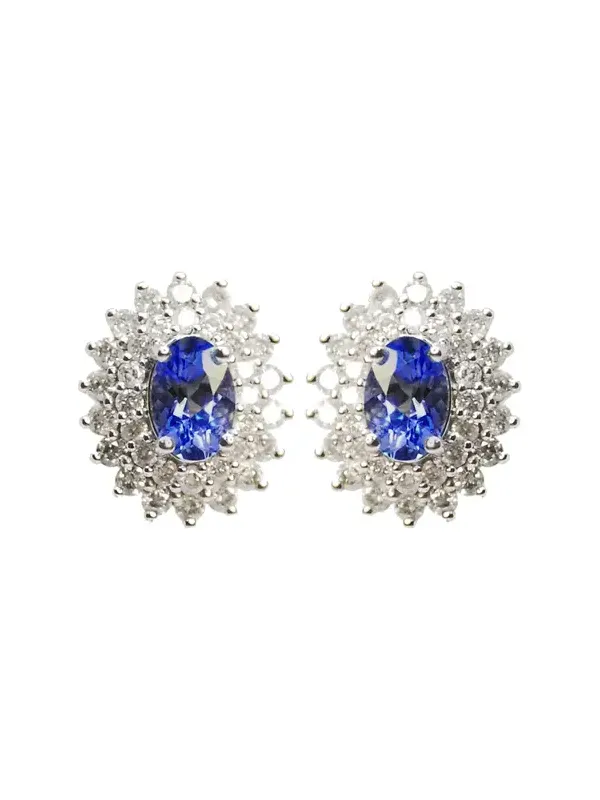 1.7ct Diamond Tanzanite 18K Gold Halo Earrings 1.7ct Diamond Tanzanite 18K Gold Halo Earrings