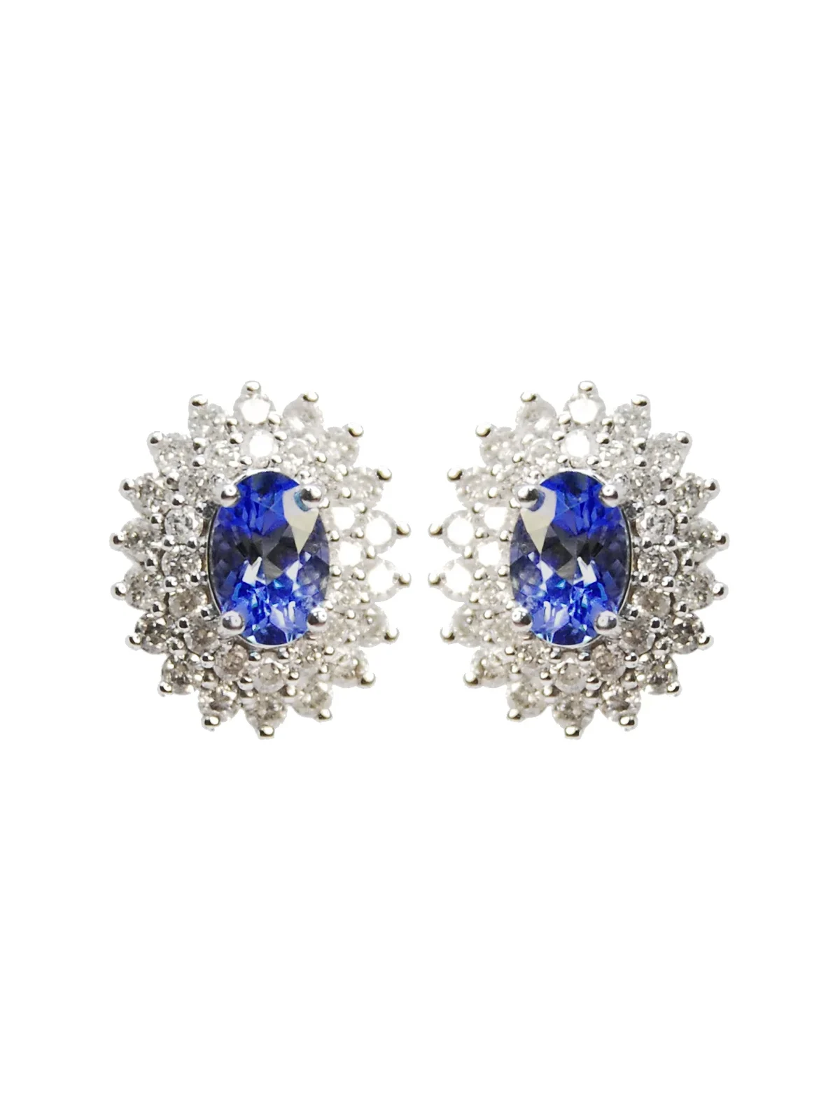 Wish Fine Jewelry 1.7ct Diamond Tanzanite 18K Gold Halo Earrings