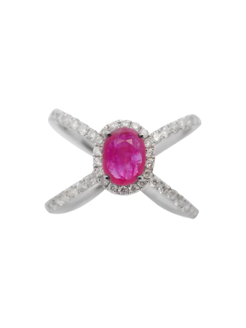 1.80ct Diamond Ruby 18K Gold Open Shank Ring 1.80ct Diamond Ruby 18K Gold Open Shank Ring