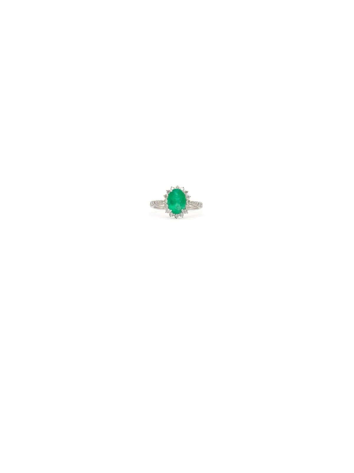 1.85ct Diamond Emerald 18K Gold Halo Ring 1.85ct Diamond Emerald 18K Gold Halo Ring