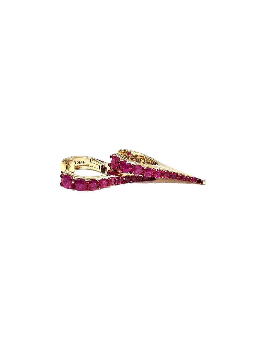 Wish Fine Jewelry 1.88ct Ruby 14K Gold Pointed Hoop Earrings | Image 1 Wish Fine Jewelry 1.88ct Ruby 14K Gold Pointed Hoop Earrings | Image 1