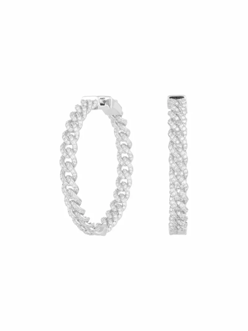 Wish Fine Jewelry 1.89ct Diamond 18K Gold Cuban Hoop Earrings