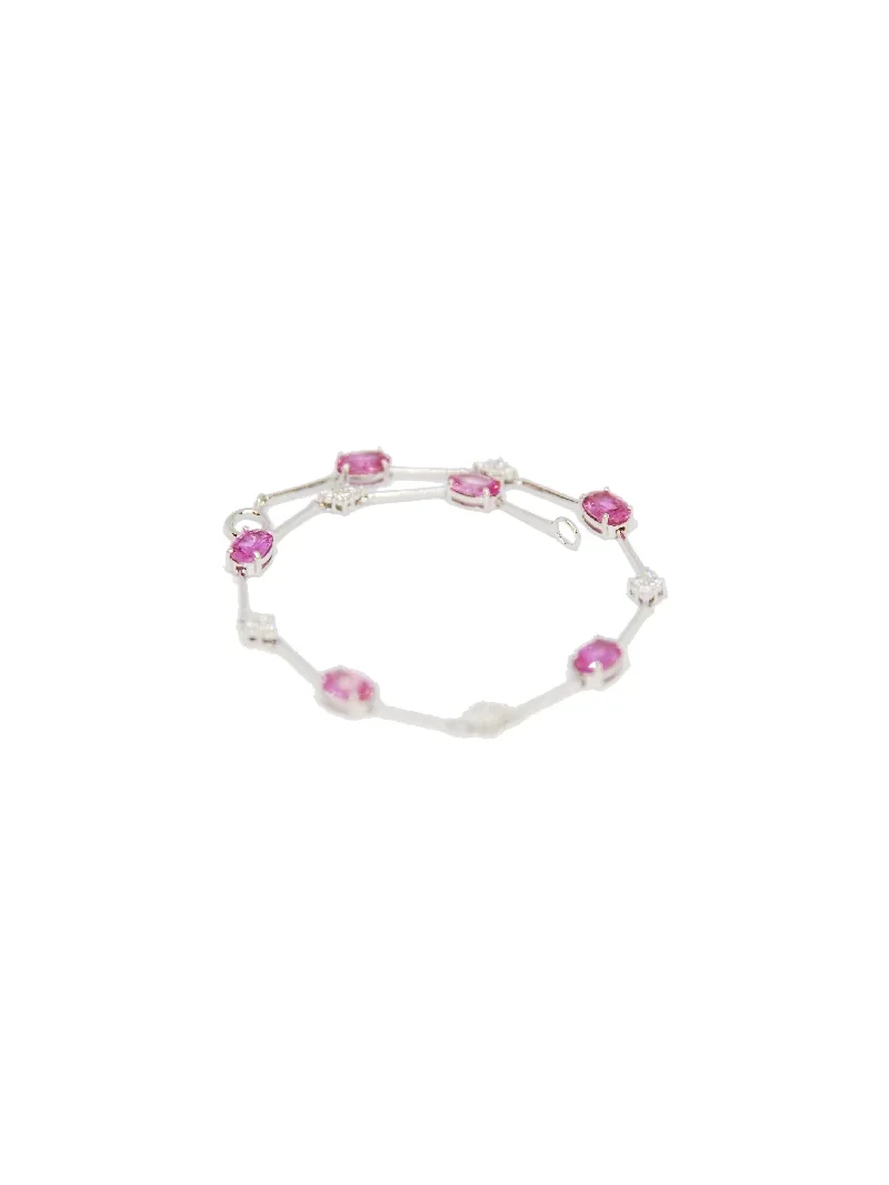 1.94ct Diamond Pink Sapphire 18K Gold Tennis Bracelet 1.94ct Diamond Pink Sapphire 18K Gold Tennis Bracelet