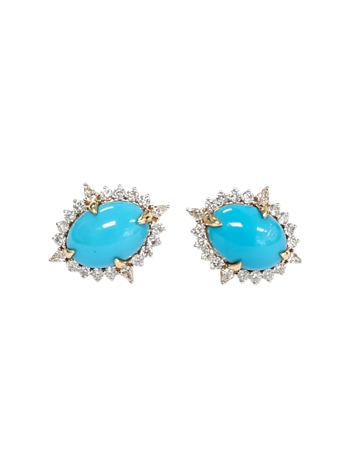 10.47ct Diamond Turquoise 18K Gold Halo Stud Earrings 10.47ct Diamond Turquoise 18K Gold Halo Stud Earrings