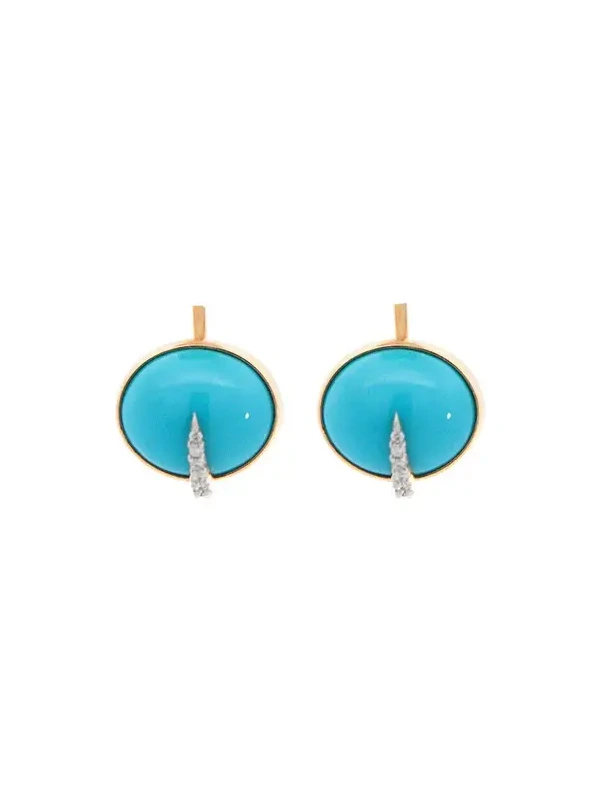 11.98ct Diamond Emerald Turquoise 18K Gold Day & Night Earrings 11.98ct Diamond Emerald Turquoise 18K Gold Day & Night Earrings