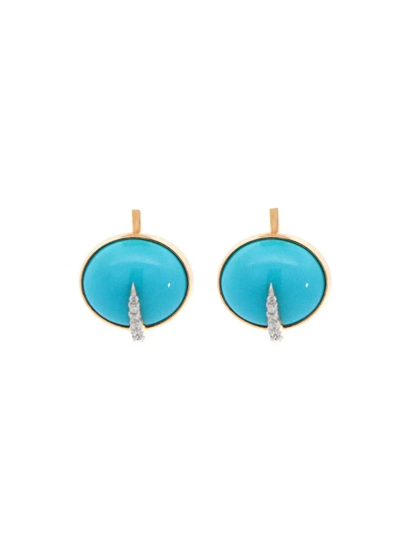 11.98ct Diamond Emerald Turquoise 18K Gold Day & Night Earrings 11.98ct Diamond Emerald Turquoise 18K Gold Day & Night Earrings