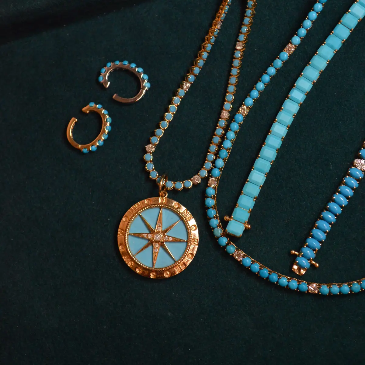 Wish Fine Jewelry 12.07ct Turquoise Diamond 18K Gold Tennis Necklace | Thumbnail 3 Wish Fine Jewelry 12.07ct Turquoise Diamond 18K Gold Tennis Necklace | Thumbnail 3