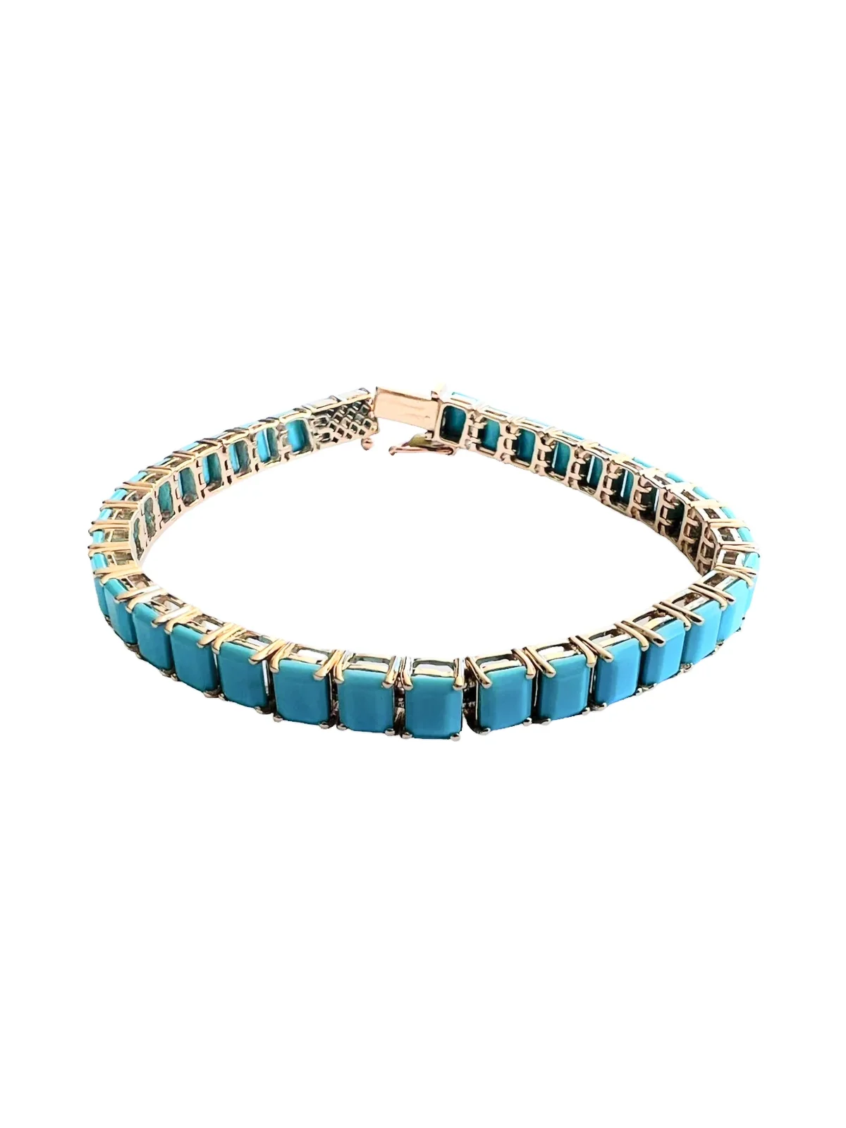 12.79ct Turquoise 18K Gold Tennis Bracelet