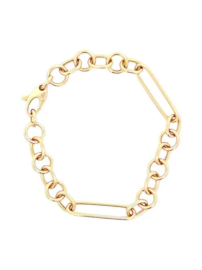 14K Gold 4,2g Mixed Link Chain Bracelet