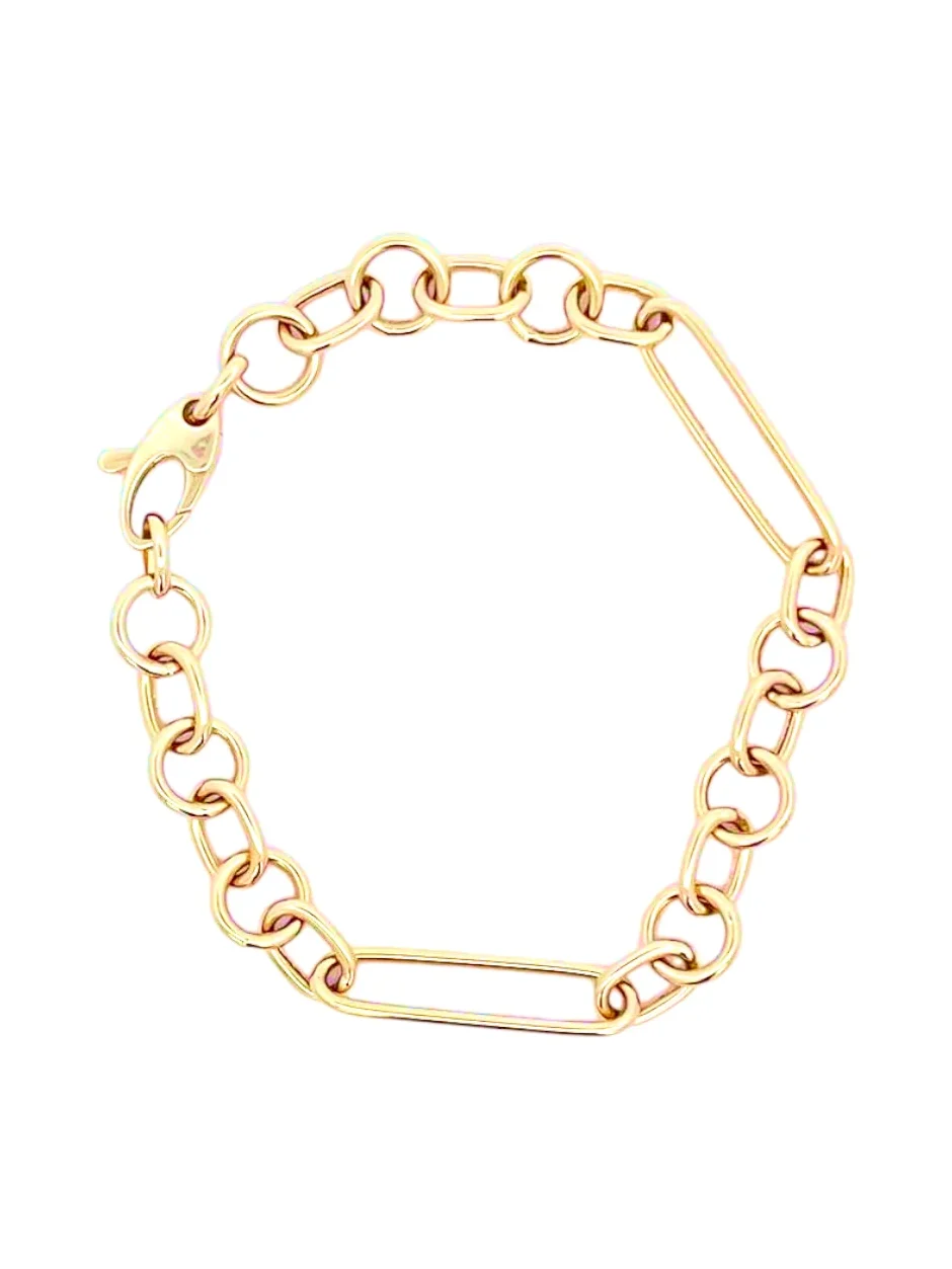 14K Gold 4,2g Mixed Link Chain Bracelet 14K Gold 4,2g Mixed Link Chain Bracelet