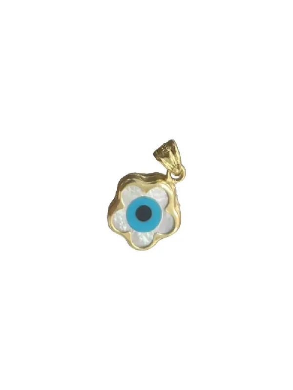 14K Gold Evil Eye Flower Shaped Pendant 14K Gold Evil Eye Flower Shaped Pendant