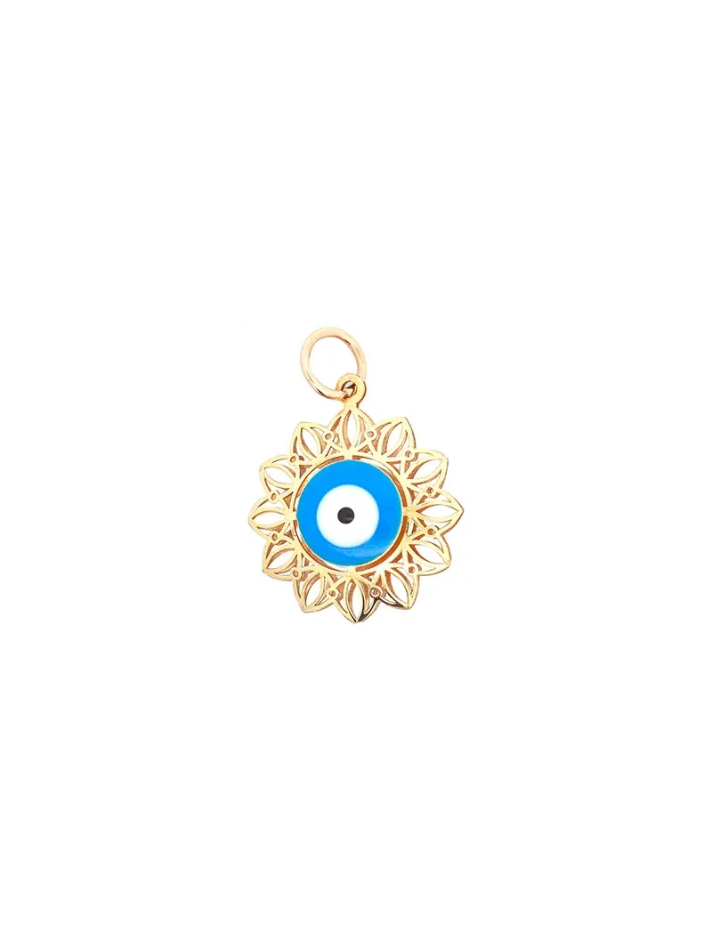 14K Gold Evil Eye Pendant